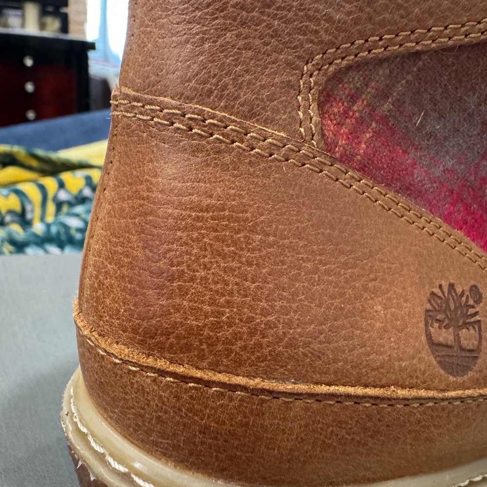 Timberland Brown and Red Plaid Lace-Up Boots - Picture 7 of 16